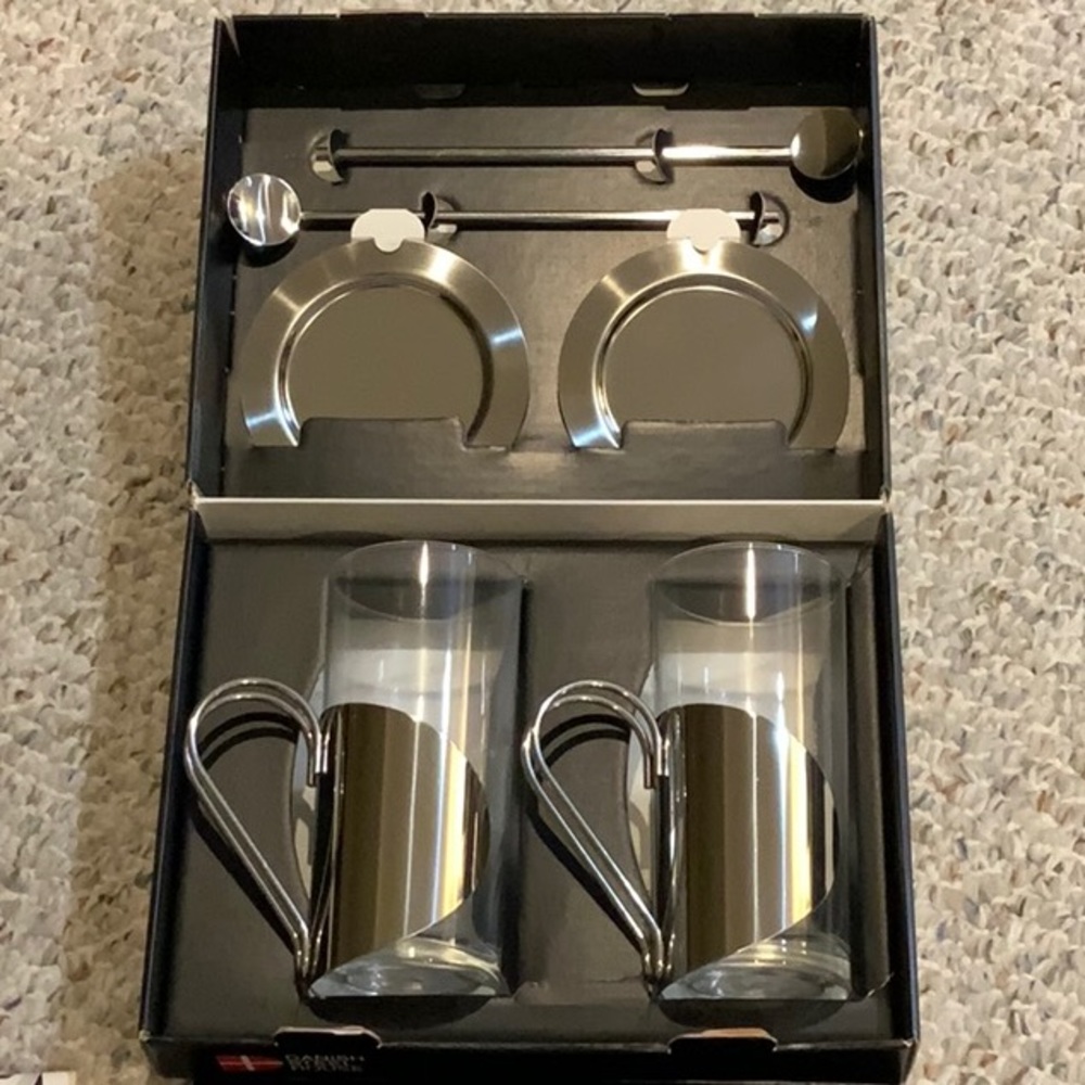 Menu danish steel house Irish coffee glasses